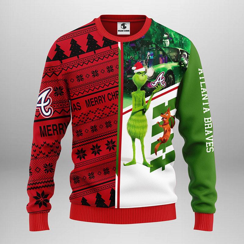 Atlanta Braves Grinch  Scooby doo Ugly Sweater