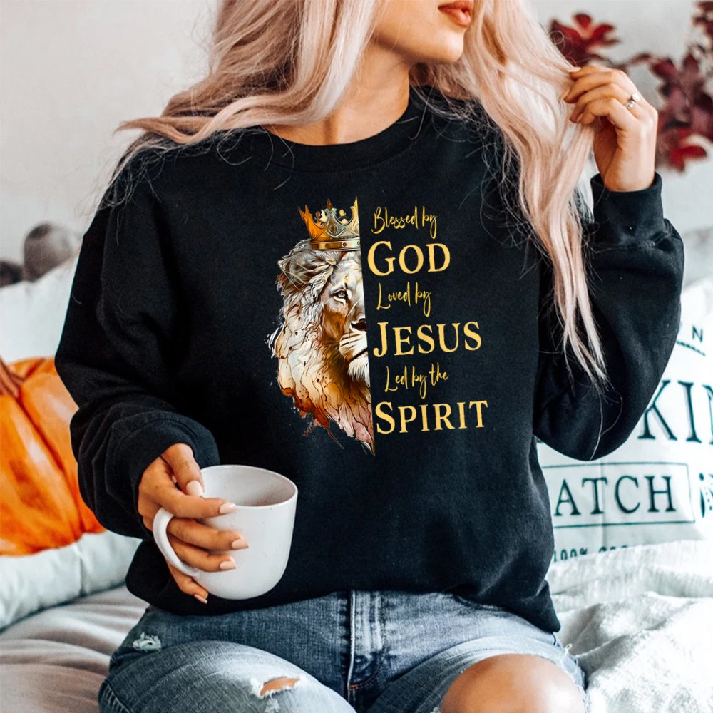Blessed By God Loved By Jesus Lion Shirt