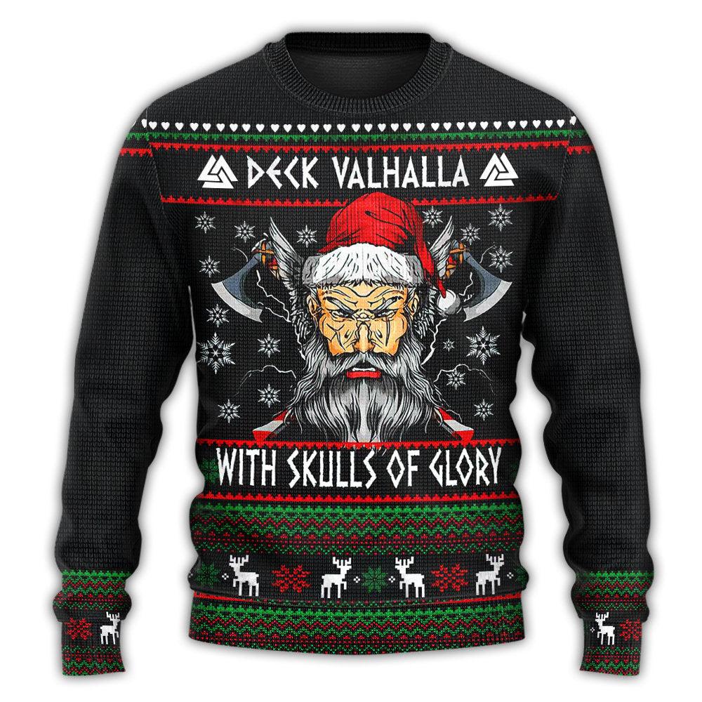 Christmas Deck Valhalla With Skull Of Glory Ugly Sweater