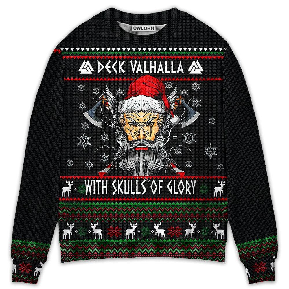 Christmas Deck Valhalla With Skull Of Glory Ugly Sweater