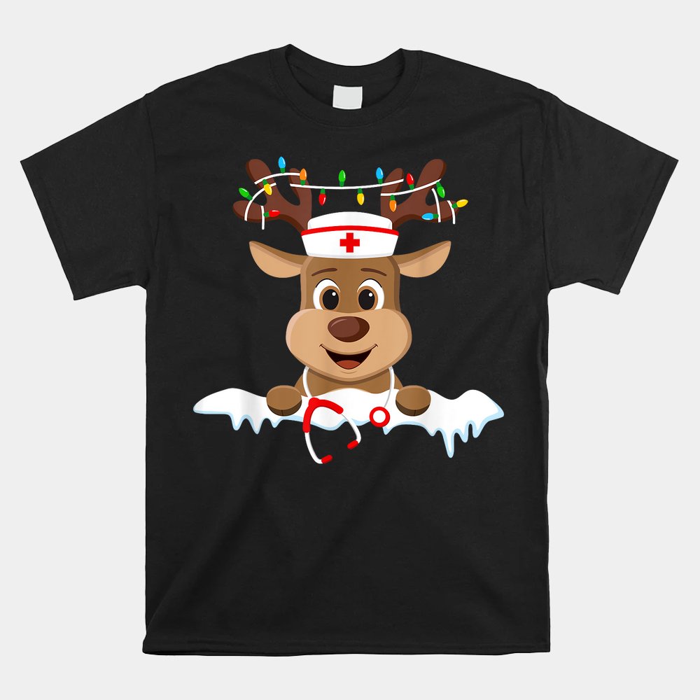 Christmas Nurse Love NICU RN ER Santa Reindeer Nurse Hat Elf Shirt