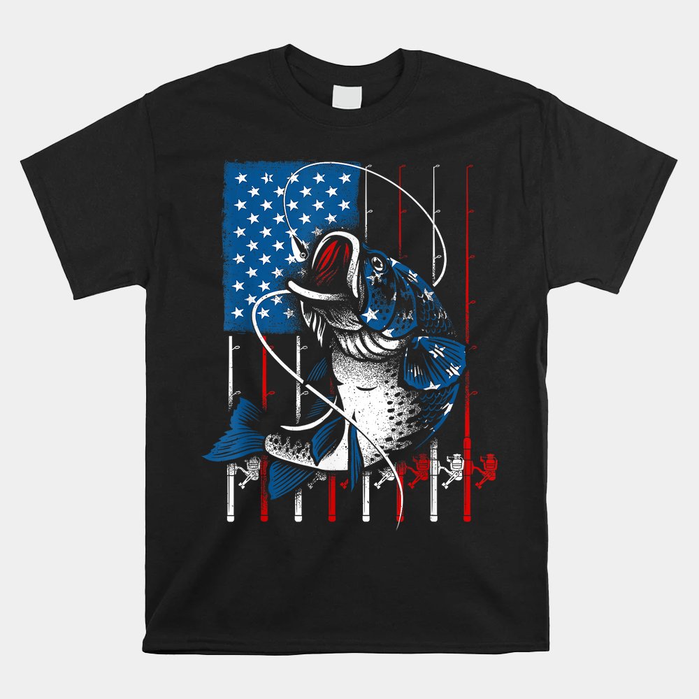 Cool Fishing American Flag USA Fish Shirt