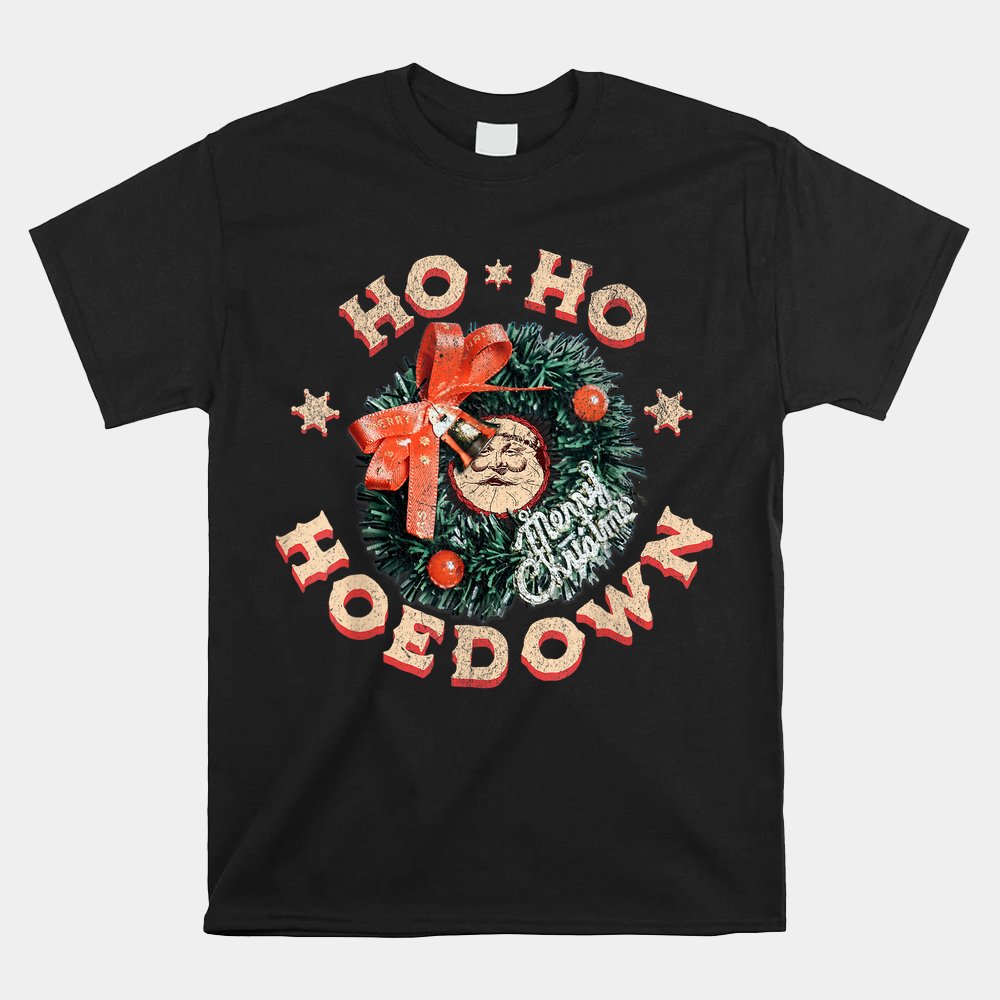 Ho Ho Hoedown Santa Jingle Bells Vintage Western Christmas Shirt