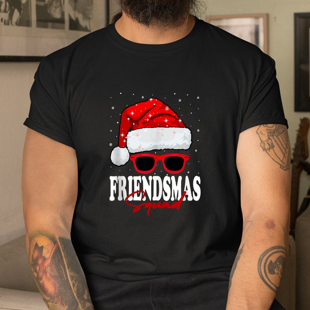 Jolly Friendsmas Squad Christmas Santa Hat Matching Friends Shirt
