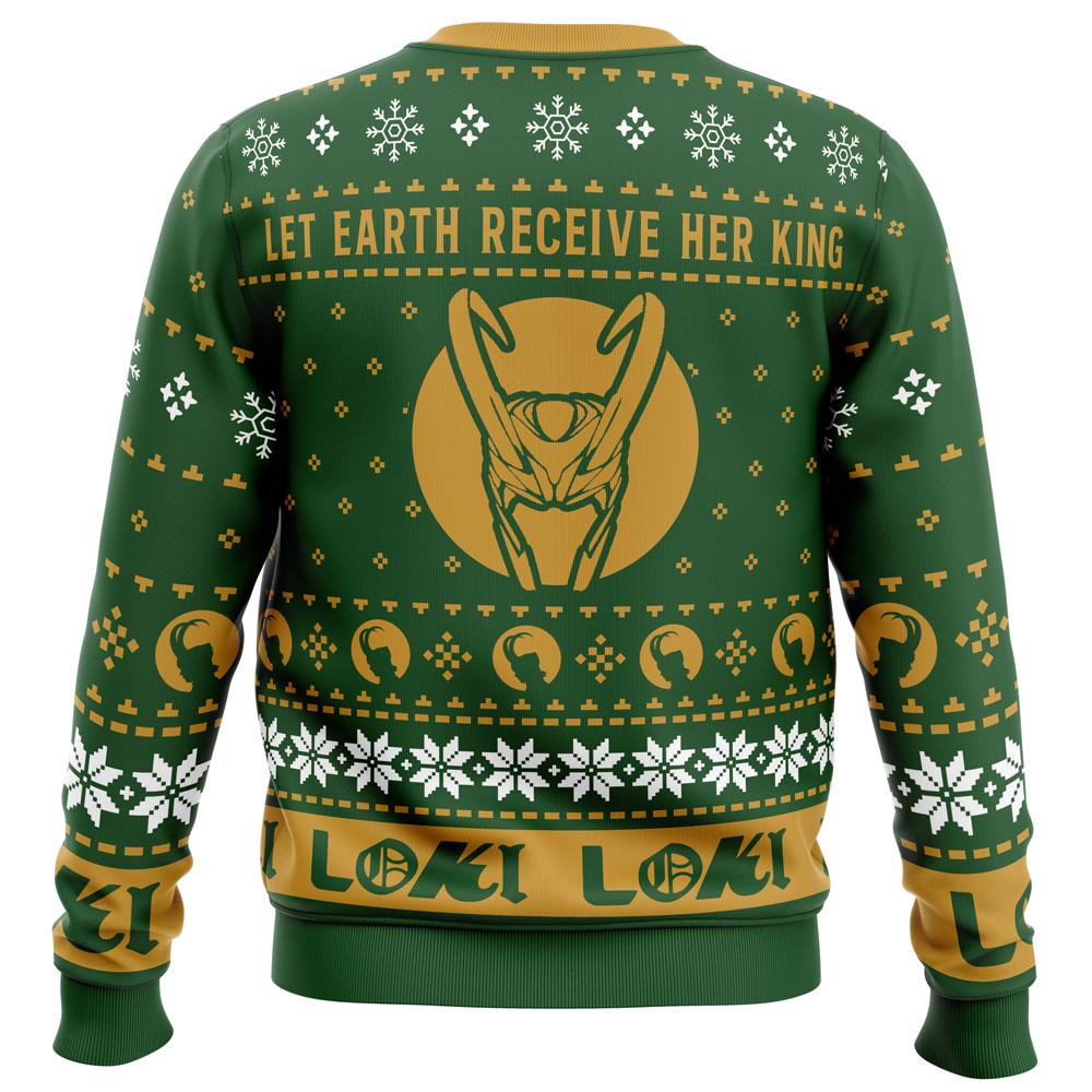Let Earth Receive Her King Loki Marvel Ugly Sweater