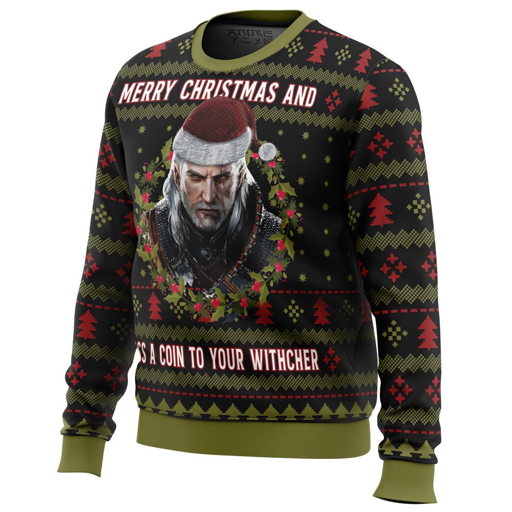 Merry Christmas and Toss a Coin The Witcher Ugly Sweater