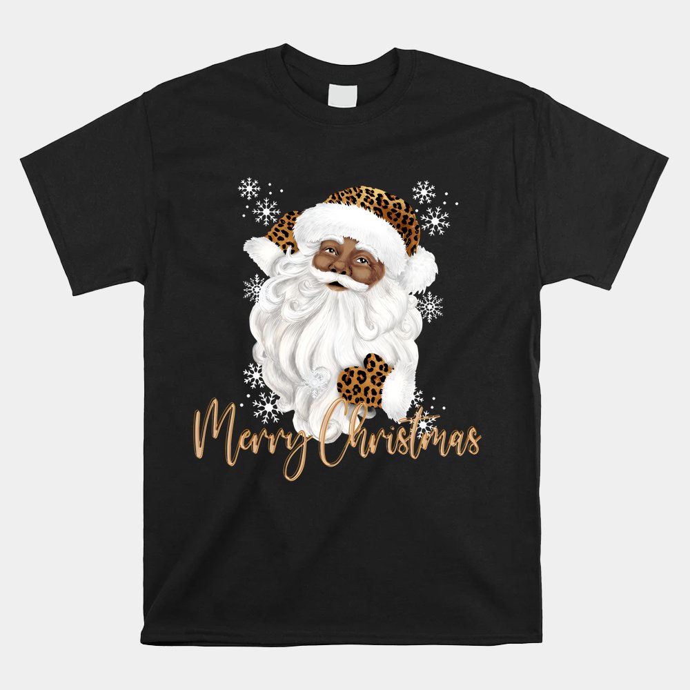 Merry Christmas Black Leopard Santa Claus Shirt