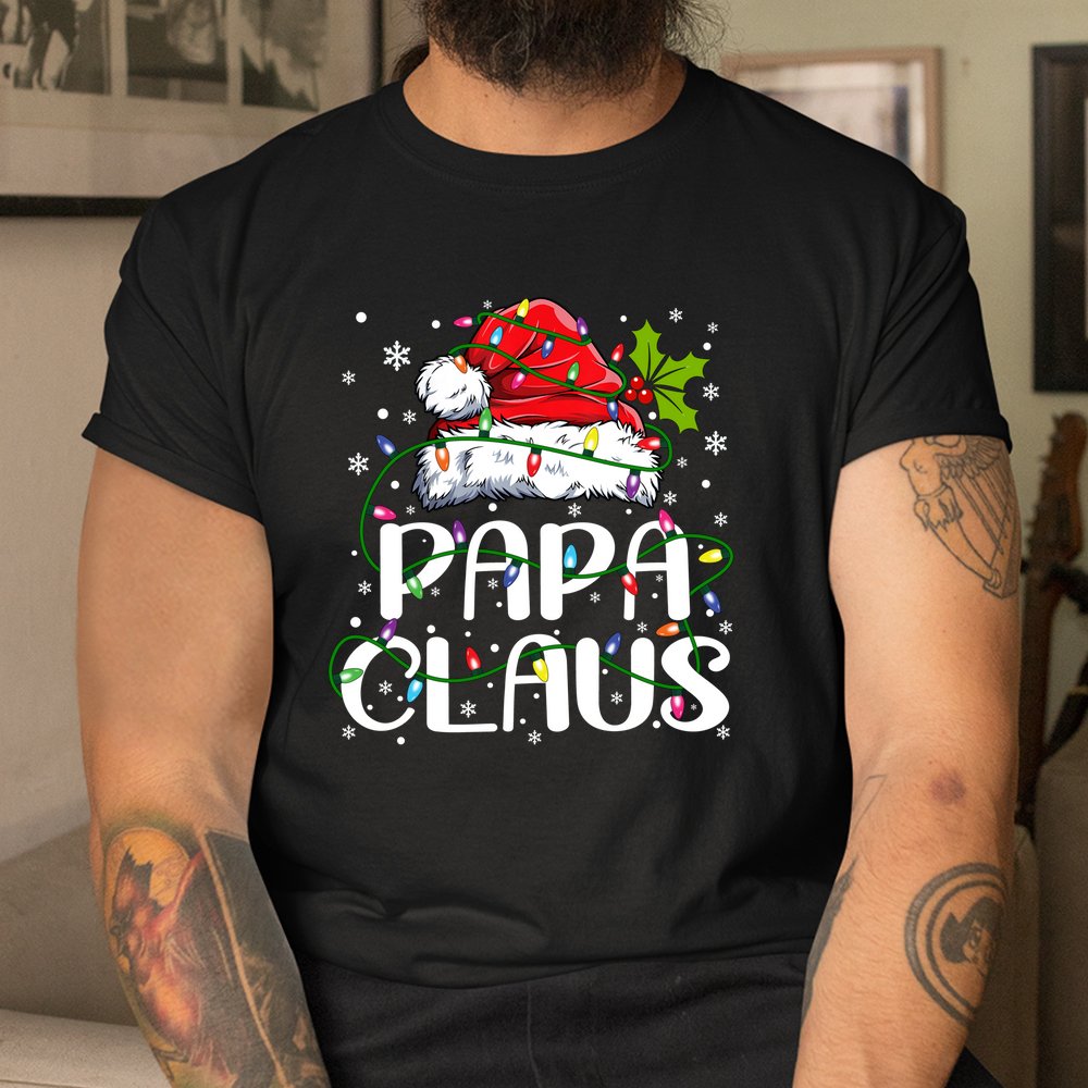 Papa Claus Shirt Christmas Lights Pajama Family Matching Shirt