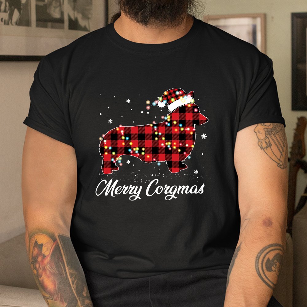 Red Plaid Buffalo Corgi Merry Christmas Pajamas Shirt