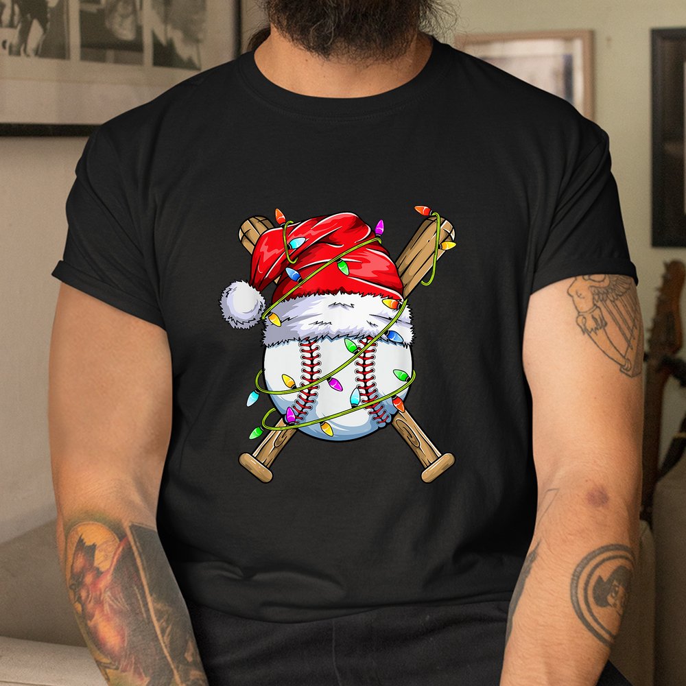 Santa Sports Christmas Baseball Player Shirt