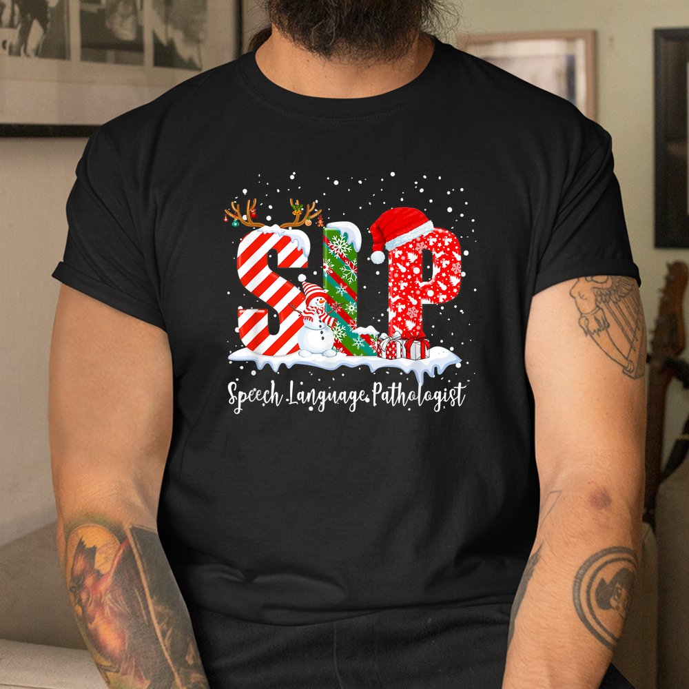 SLP Speech Language Pathologist Santa Christmas Pajama Shirt