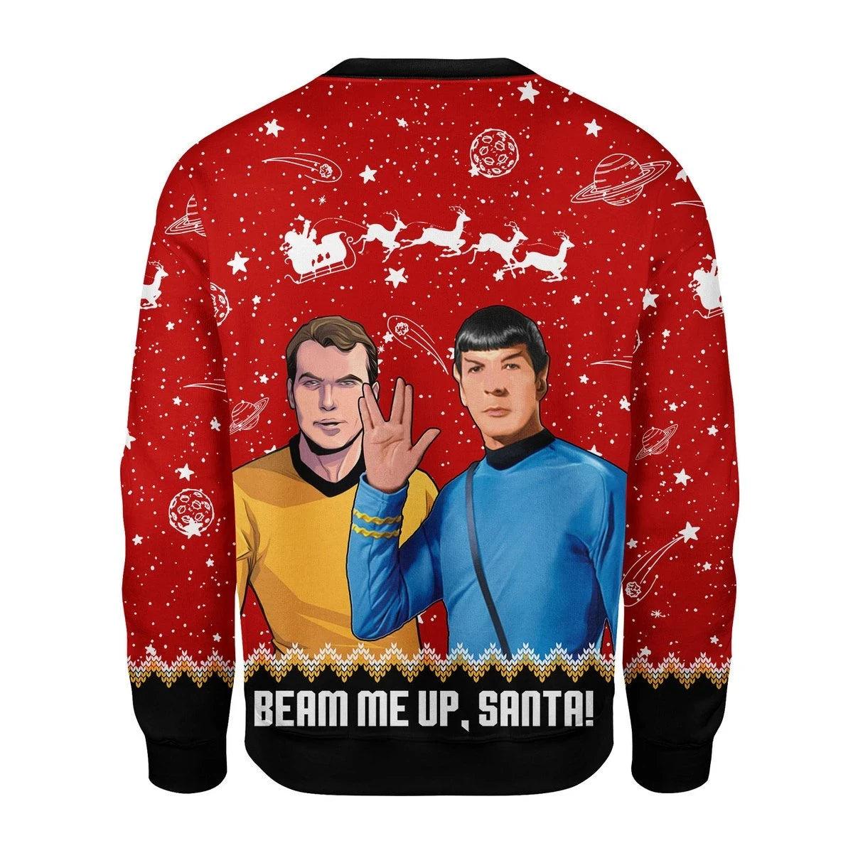 Star Trek Christmas Beam Me Up Santa Cool Sweater Ugly Sweater