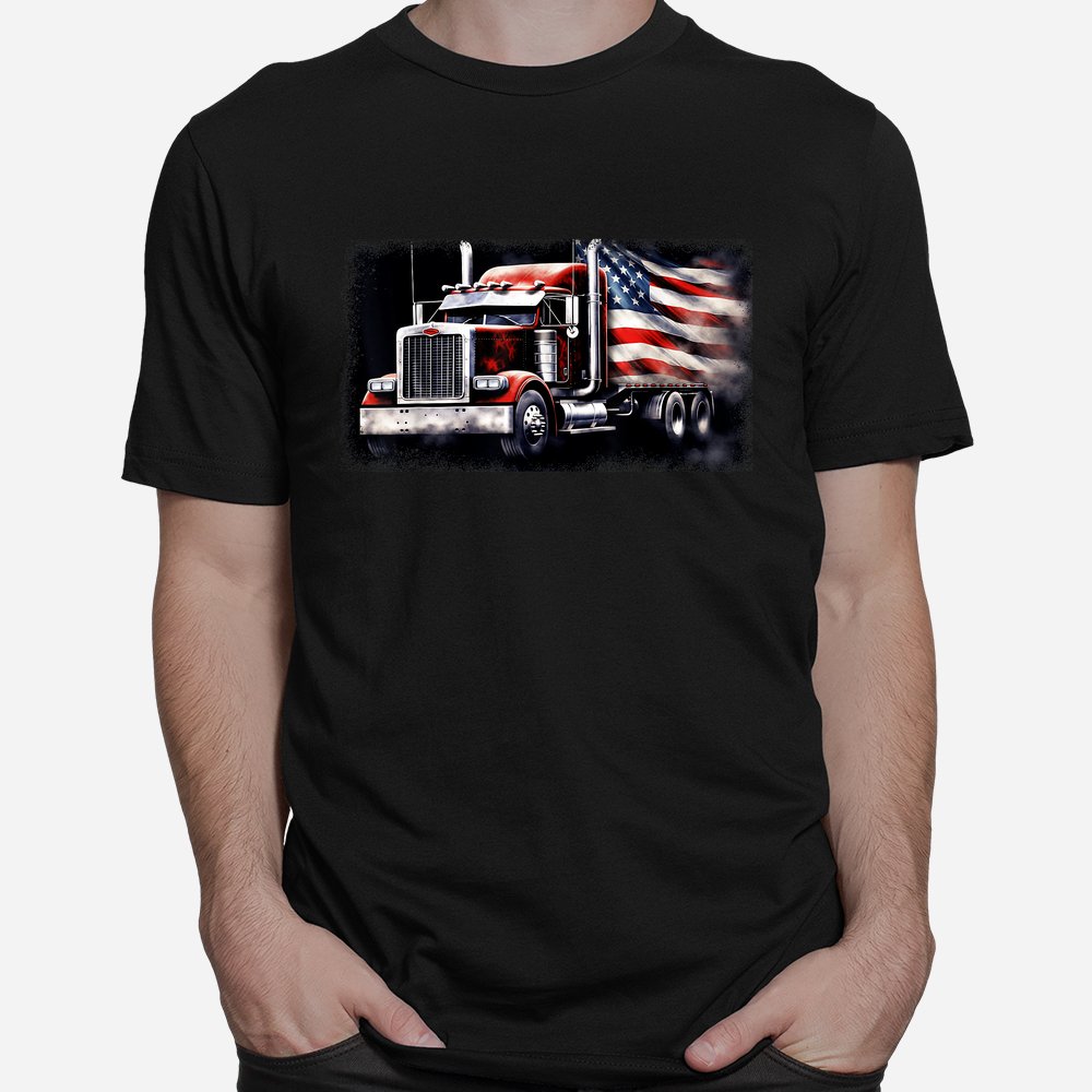 US American Flag Semi Truck Driver Trucker Shirt