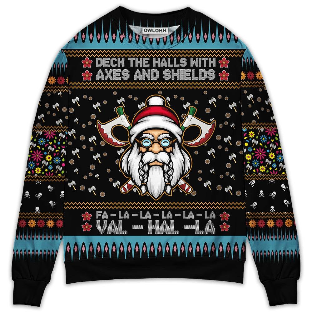 Viking Christmas Deck The Halls With Axes And Shields Ugly Sweater