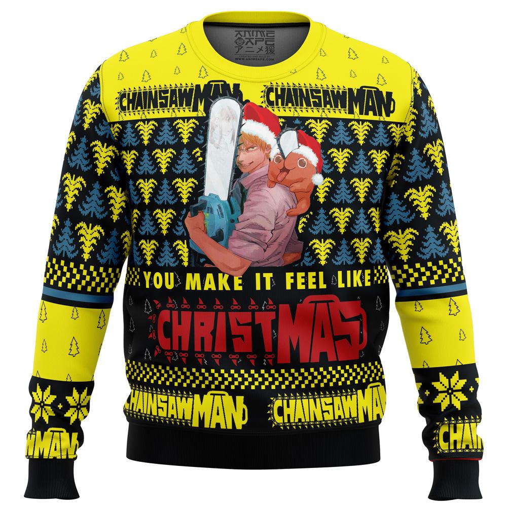 You Make It Fell Like Christmas Chainsaw Man Ugly Sweater