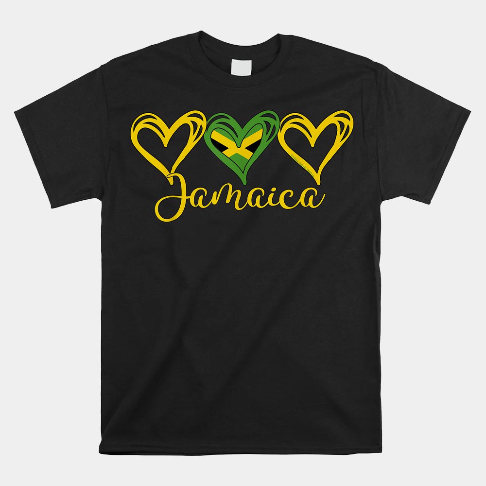 Jamaican Love Jamaican Flag Three Hearts Jamaica Shirt