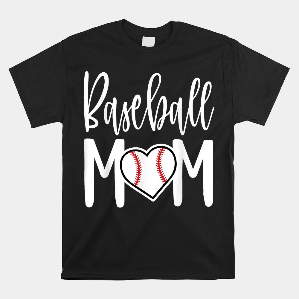 Baseball Mom Heart Gift For Sports Moms Shirt