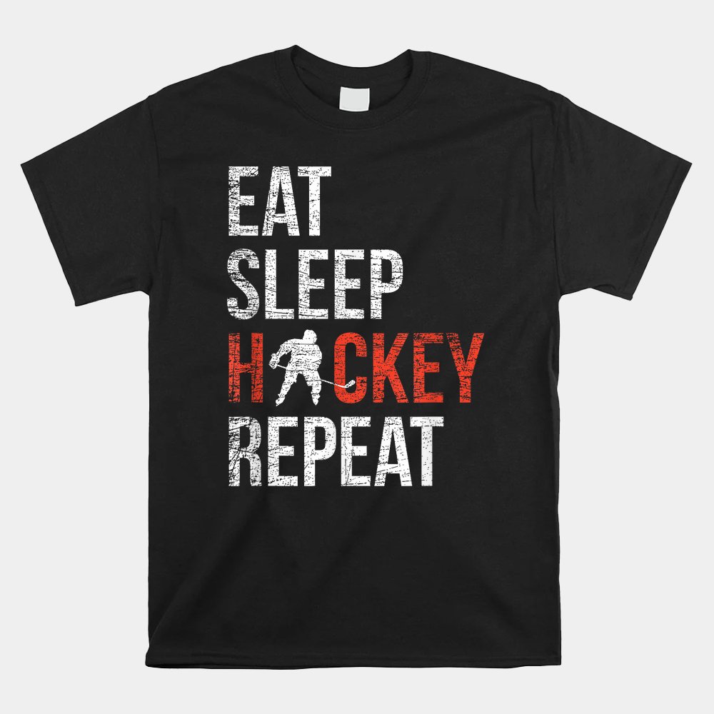 Eat Sleep Hockey Repeat Youth Ice Hockey Shirt