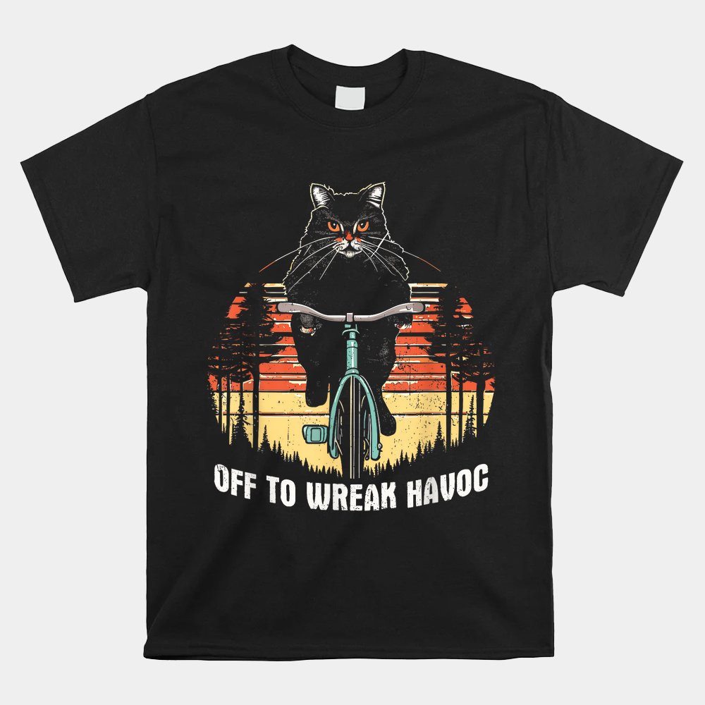 Off To Wreak Havoc Cat On Bike Shirt