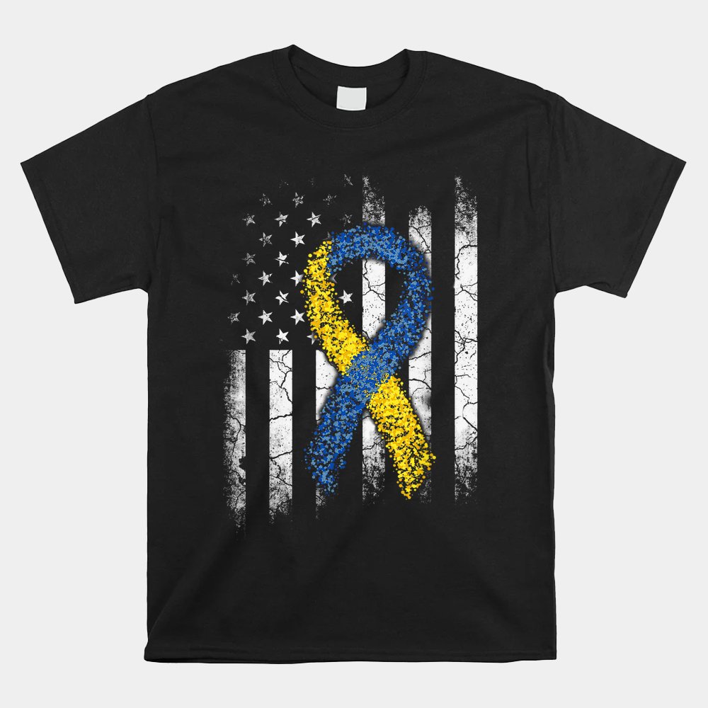 Down Syndrome Awareness US Flag Shirt Dad Mom Down Syndrome Shirt