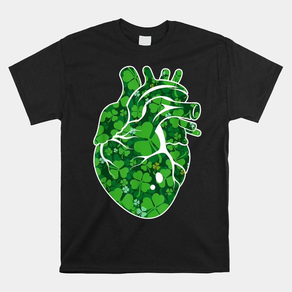 Heart Shamrock Cardiac Nurse St Patricks Day Shirt