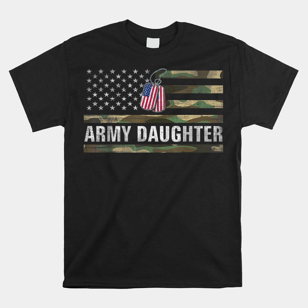 Army Daughter With American Flag Camo Veteran Day Shirt