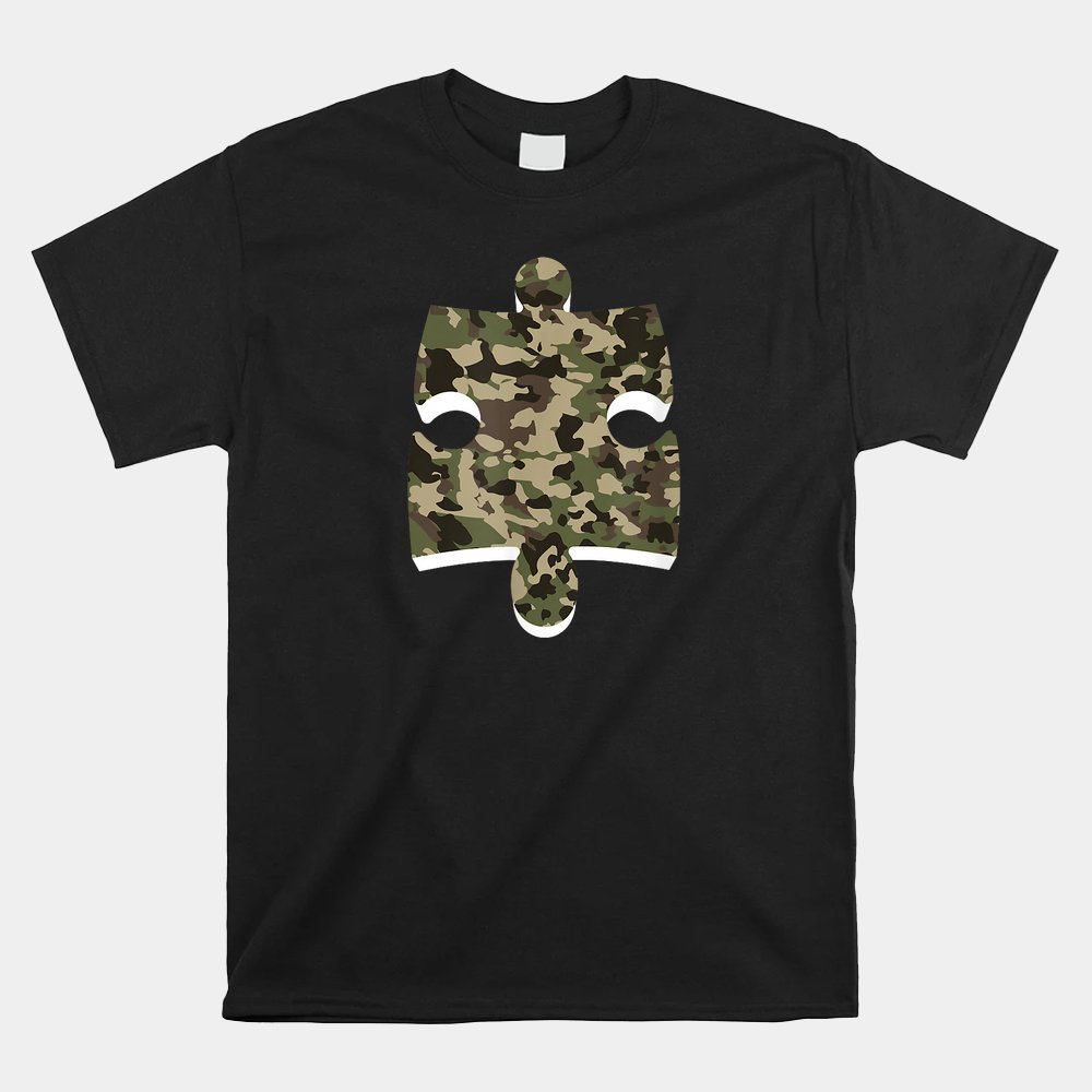 Autism Awareness Puzzle Piece Camoflauge Military Tactical Shirt