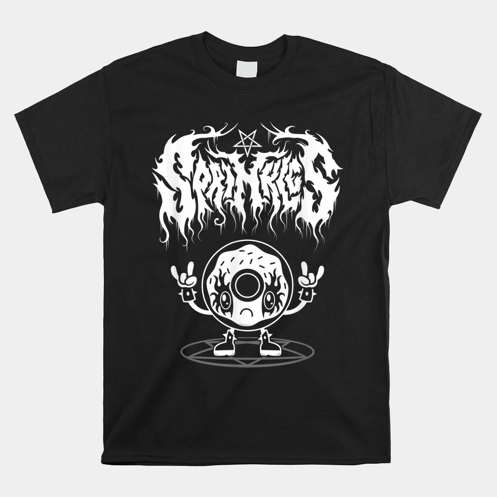 Kawaii Donut Black Metal Logo - Creepy Cute Goth Sprinkles Shirt