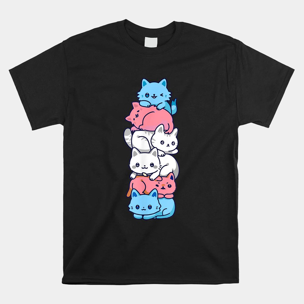 Transgender Pride Cat LGBT Trans Flag Cute Cats Pile Shirt